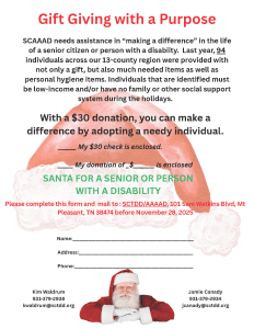Santa For Seniors - Donation SHeet