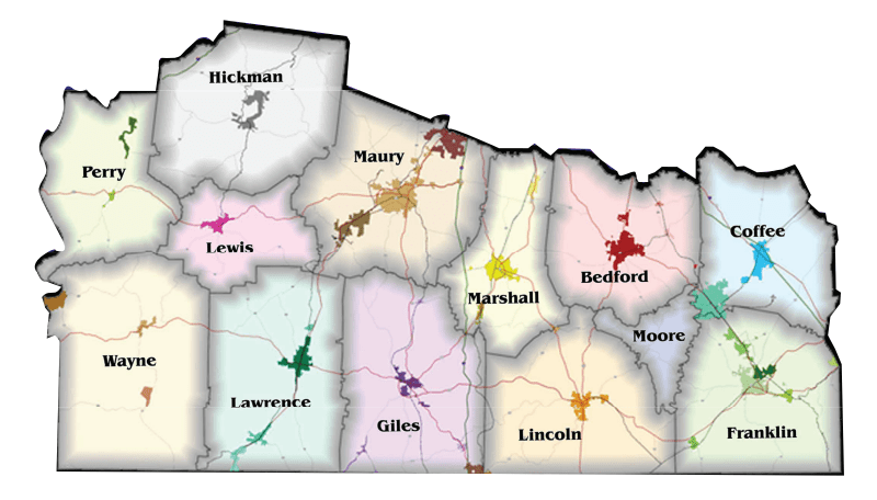 map - South Central TN Development District