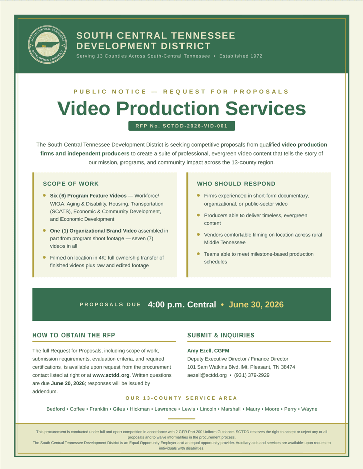 video production services - South Central TN Development District